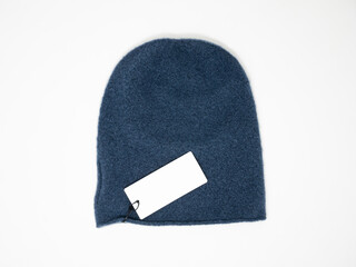 Beanie hat with white label