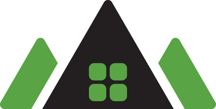 Green House or Hotel in Hills or Mountain Logo Template