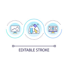 Optimization process loop concept icon. Remote monitoring. Reduce consumption. Environment control abstract idea thin line illustration. Isolated outline drawing. Editable stroke. Arial font used