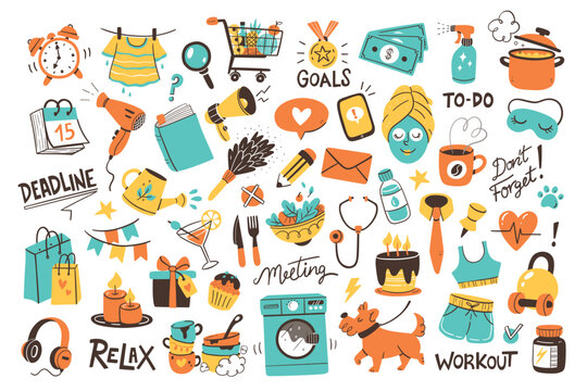 Daily Routines & Reminders Colorful Cliparts