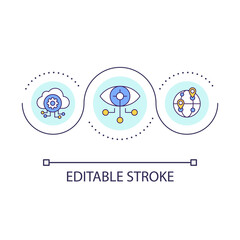 Wireless connection loop concept icon. Personalized marketing. IoT optimization. Internet communication abstract idea thin line illustration. Isolated outline drawing. Editable stroke. Arial font used