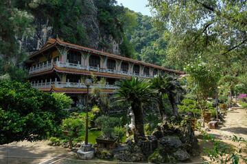 Ipoh, Malaysia - October 2022: Views of the Sam Poh Tong Temple, Chinese temple built within a limestone cave on October 19, 2022 in Ipoh, Malaysia..