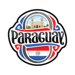 Paraguay Flag Travel Souvenir Skyline Landmark Map Sticker Logo Badge Label Stamp Seal Emblem Coat of Arms Gift Vector Illustration SVG EPS