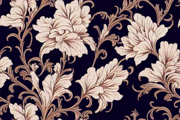 Badezimmer Foto Rückwand Digital textile motifs.Luxury baroque pattern, rococo pattern, suitable for textile clothing.Digital elements like baroque demask abstract border pattern carpet black and white vintage floral patterns © AkuAku