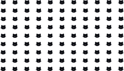 Pattern of black heads of cats. Illustration