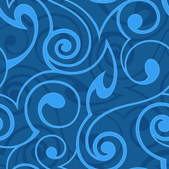 Vector seamless blue pattern water or current. Seamless texture azure waves or sea.