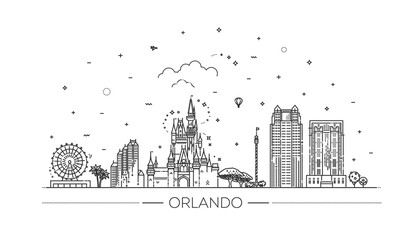 Orlando architecture line skyline illustration