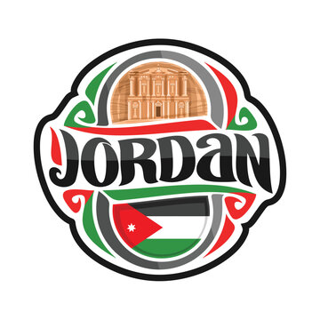 Jordan Flag Travel Souvenir Skyline Landmark Map Sticker Logo Badge Label Stamp Seal Emblem Coat of Arms Gift Vector Illustration SVG EPS
