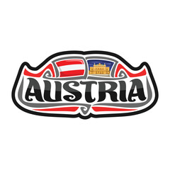 Austria Flag Travel Souvenir Skyline Landmark Map Sticker Logo Badge Label Stamp Seal Emblem Coat of Arms Gift Vector Illustration SVG EPS
