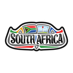 South Africa Flag Travel Souvenir Skyline Landmark Map Sticker Logo Badge Label Stamp Seal Emblem Coat of Arms Gift Vector Illustration SVG EPS
