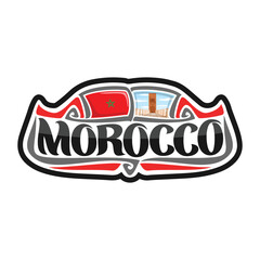 Morocco Flag Travel Souvenir Skyline Landmark Map Sticker Logo Badge Label Stamp Seal Emblem Coat of Arms Gift Vector Illustration SVG EPS