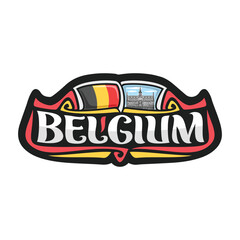 Belgium Flag Travel Souvenir Skyline Landmark Map Sticker Logo Badge Label Stamp Seal Emblem Coat of Arms Gift Vector Illustration SVG EPS