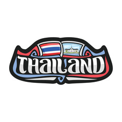 Thailand Flag Travel Souvenir Skyline Landmark Map Sticker Logo Badge Label Stamp Seal Emblem Coat of Arms Gift Vector Illustration SVG EPS