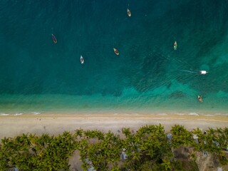 Naklejka premium Drone shot of the Tulum beach in Mexico