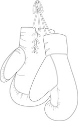 Vector boxing gloves. White background. Children Coloring Book Pages..