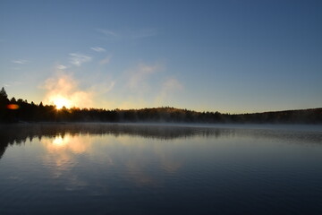 A sunrise over the lake, Sainte-Apolline, Québec, Canada
