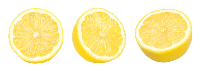 lemon fruit slices isolated on white background, Fresh and Juicy Lemon, collection