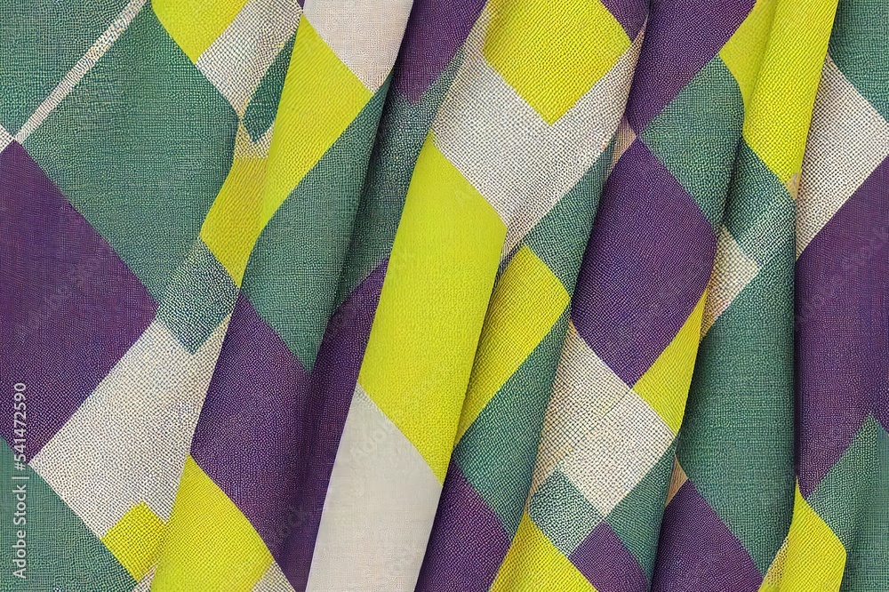 Canvas Prints Vichy check plaid pattern set in pastel purple, green, yellow, white. Gingham seamless tartan bright colorful graphics for tablecloth, towel, oilcloth, other modern spring summer fashion fabric print.