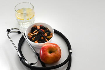 Top view of fresh fruits and vegetables.health care. Balanced diet.