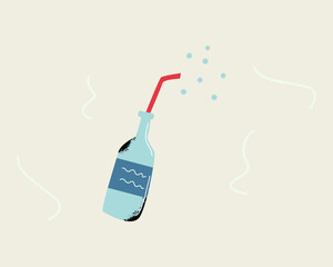 Water bottle icon.  Drink with a straw