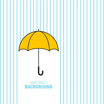 Vector yellow umbrella protecting against rain. Isolated on white background.