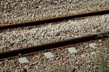train tracks and catenary in a commuter line in Madrid