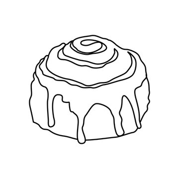 recommend clip art: Cinnamon roll bun icons set cartoon vector. Food baked in out line style. Bread bakery concept