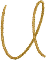 Gold Calligraphy Alphabet Letter U, Cursive U © Sheila