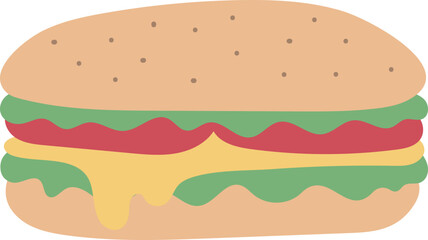Isolated Burger Breakfast Hand Drawn