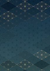 麻の葉模様と菱形で装飾した和風背景イラスト