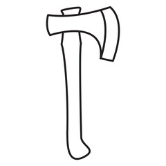 Axe with wooden handle.Element for woodworking or lumberjack.Outline vector illustration.Isolated on white background.