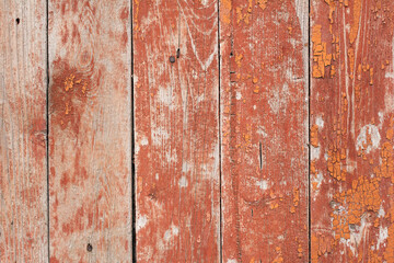 Old red wooden board. Timber texture