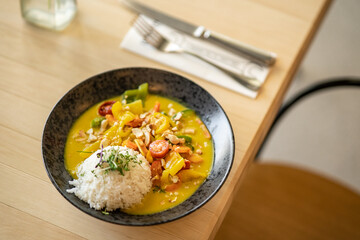 vegan vegetable curry with rice