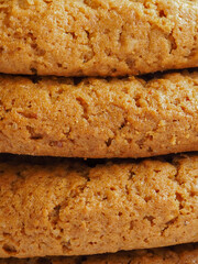 A stack of oatmeal cookies close-up. Food background.