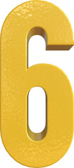 Number Six, 6 Yellow 3D Text Render.