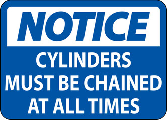 Fototapeta premium Notice Sign Cylinders Must Be Chained At All Times
