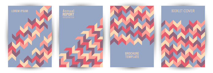 Obraz premium Business publication cover page mokup set vector design. Bauhaus style retro certificate layout set