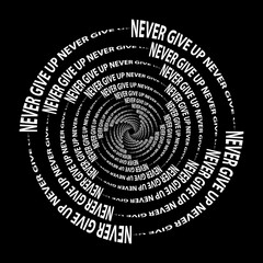 black and white spiral slogan text stylish design