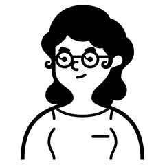 woman with glasses glyph icon