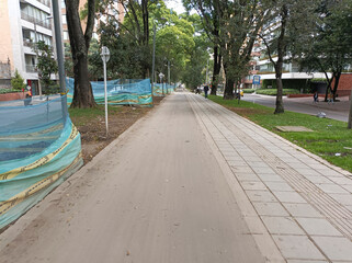 92th avenue bike path under maintenance in sunny day