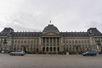Obraz premium Brussels Royal Palace building landscape with cloudy sunny sky 