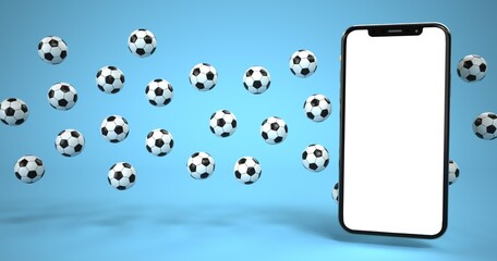 Smartphone Classic Footballs Blue Background