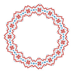 Round frame with flower folk embroidery14