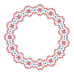 Round frame with flower folk embroidery14