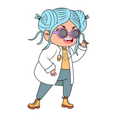 Isolated girl disguised crazy scientist Hallloween costume Vector
