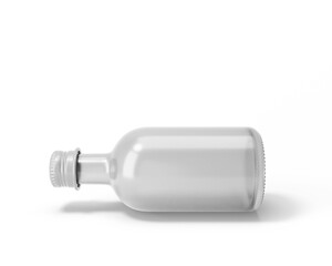 Clear Glass Drink Bottle With Aluminium Screw Cap with transparent background. 3D Rendering.