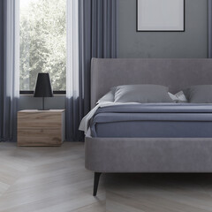 Interior of a cozy bedroom in modern design. 3D rendering. - 541487768