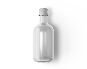 Clear Glass Drink Bottle With Aluminium Screw Cap with transparent background. 3D Rendering.