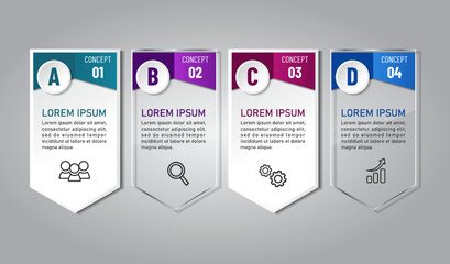 business infographic 3 d, square and arrow style, Glass design, can be used for workflow layout, diagram, annual report, web design.Creative banner, label vector, Business Plan.