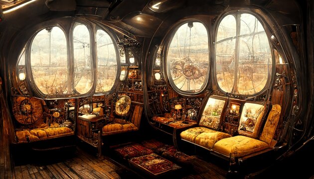 steampunk ship interior
